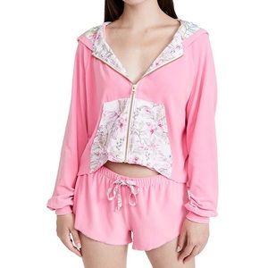 LoveShackFancy x Hurley Hawaiian Hibiscus Terry Hoodie M & Shorts L